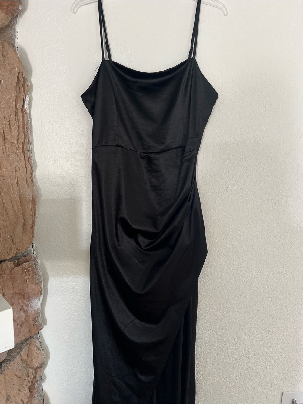 Emerald Sundae Ruched Black Maxi Dress Size XXL Like New